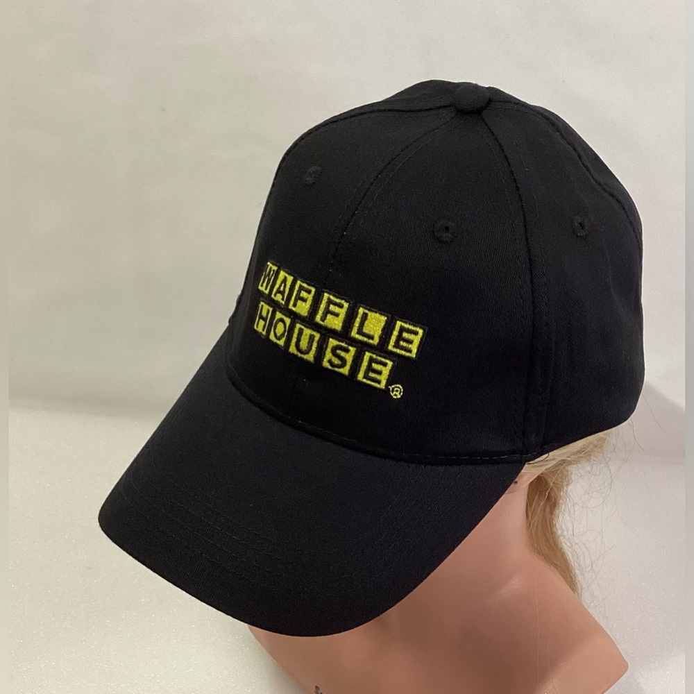 Waffle House Baseball Hat Black w Embroidered Yellow Logo Adjustable